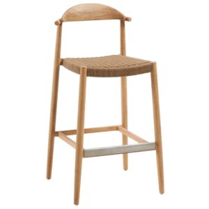 Dřevěná barová židle Kave Home Nina 76 cm s hnědým výpletem