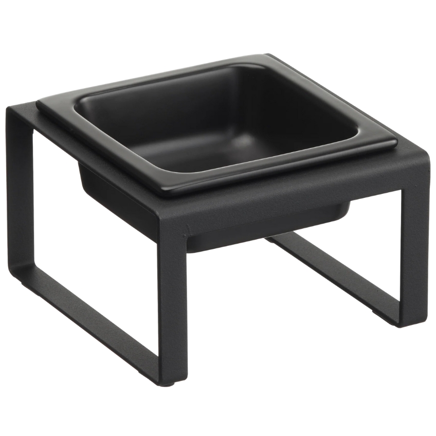 Černá keramická miska pro psy Yamazaki Tower se stojanem