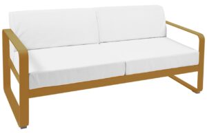 Bílá čalouněná zahradní pohovka Fermob Bellevie 160 cm s hnědou podnoží