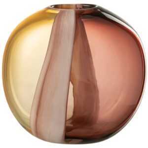 Hnědo-žlutá skleněná váza J-line Amberis 21 cm