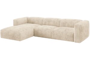 Micadoni Světle béžová manšestrová rohová pohovka Martina 330 cm