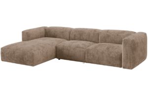 Micadoni Tmavě béžová manšestrová rohová pohovka Martina 330 cm