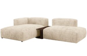 Micadoni Světle béžová manšestrová rohová pohovka Martina 285 cm