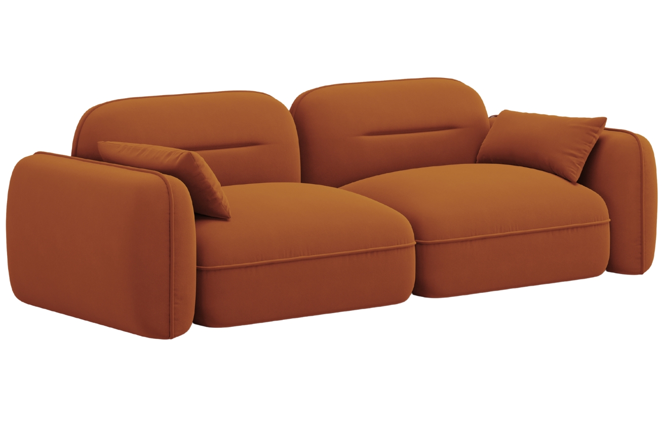 Cosmopolitan Design Terakotově oranžová sametová trojmístná pohovka Sydney 230 cm