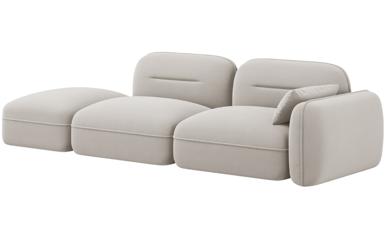 Cosmopolitan Design Světle béžová sametová trojmístná pohovka Sydney 295 cm