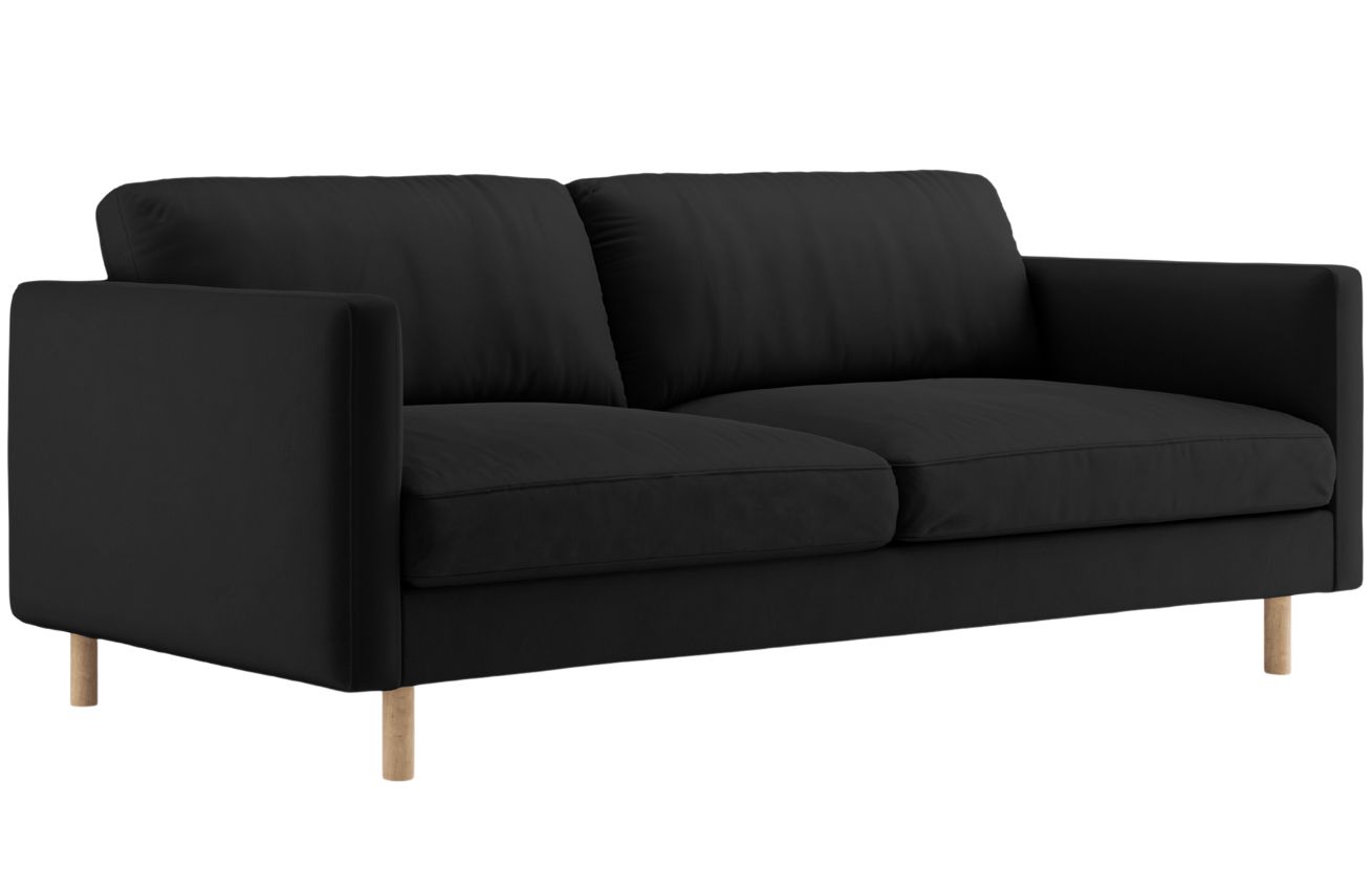 Micadoni Černá sametová trojmístná pohovka Eden 173 cm