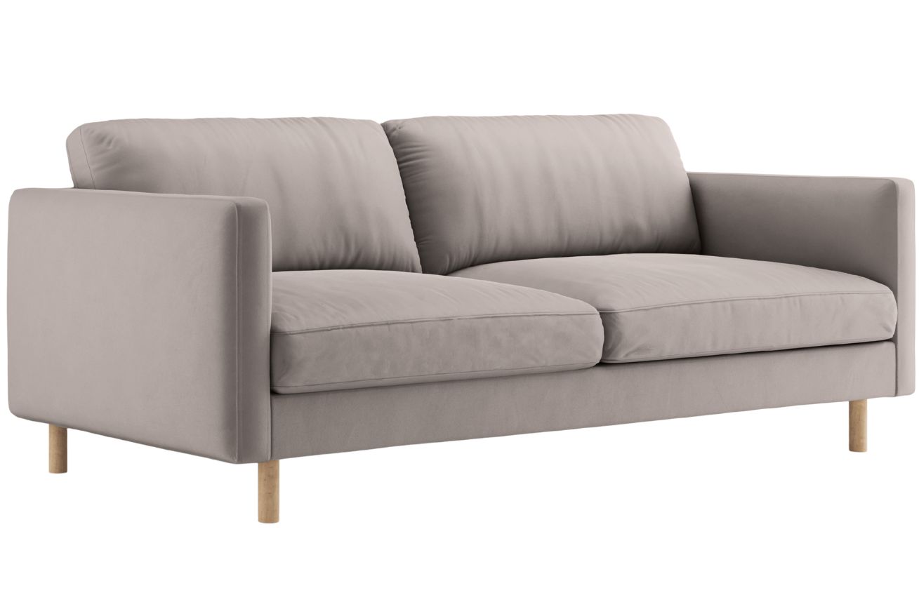 Micadoni Šedobéžová sametová trojmístná pohovka Eden 173 cm