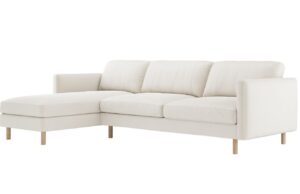 Micadoni Bílá sametová rohová pohovka Eden 286 cm