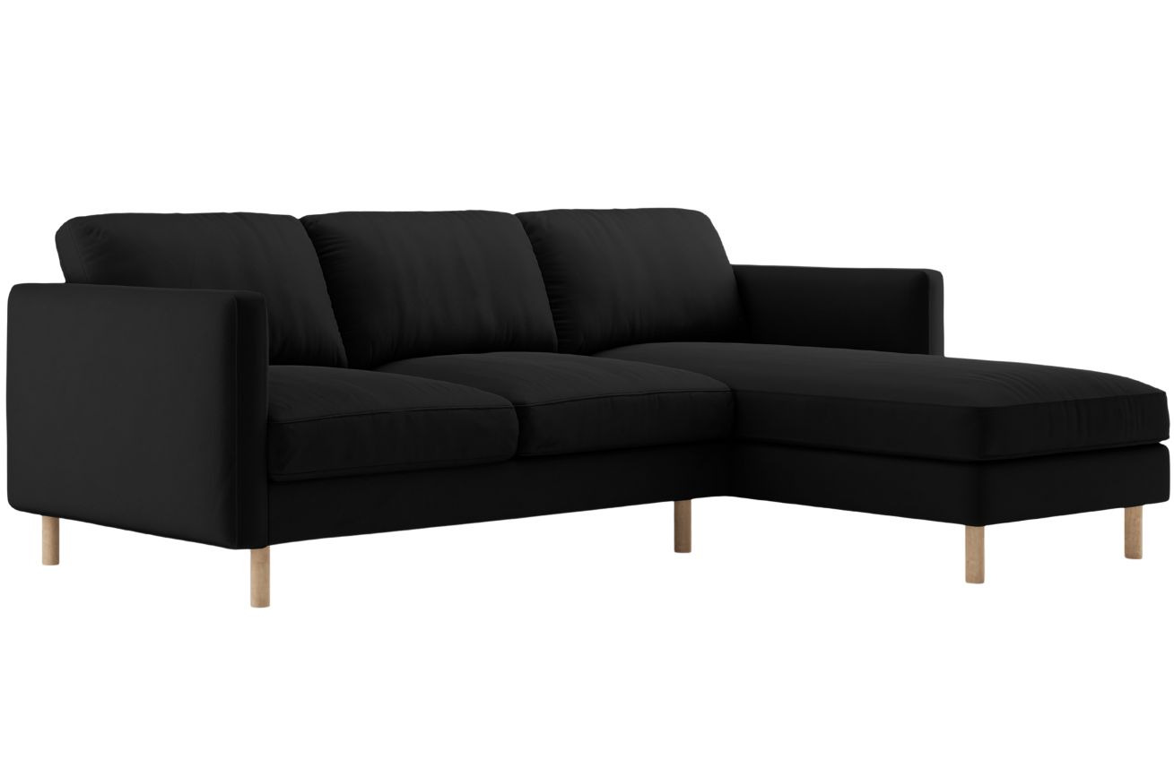 Micadoni Černá sametová rohová pohovka Eden 250 cm
