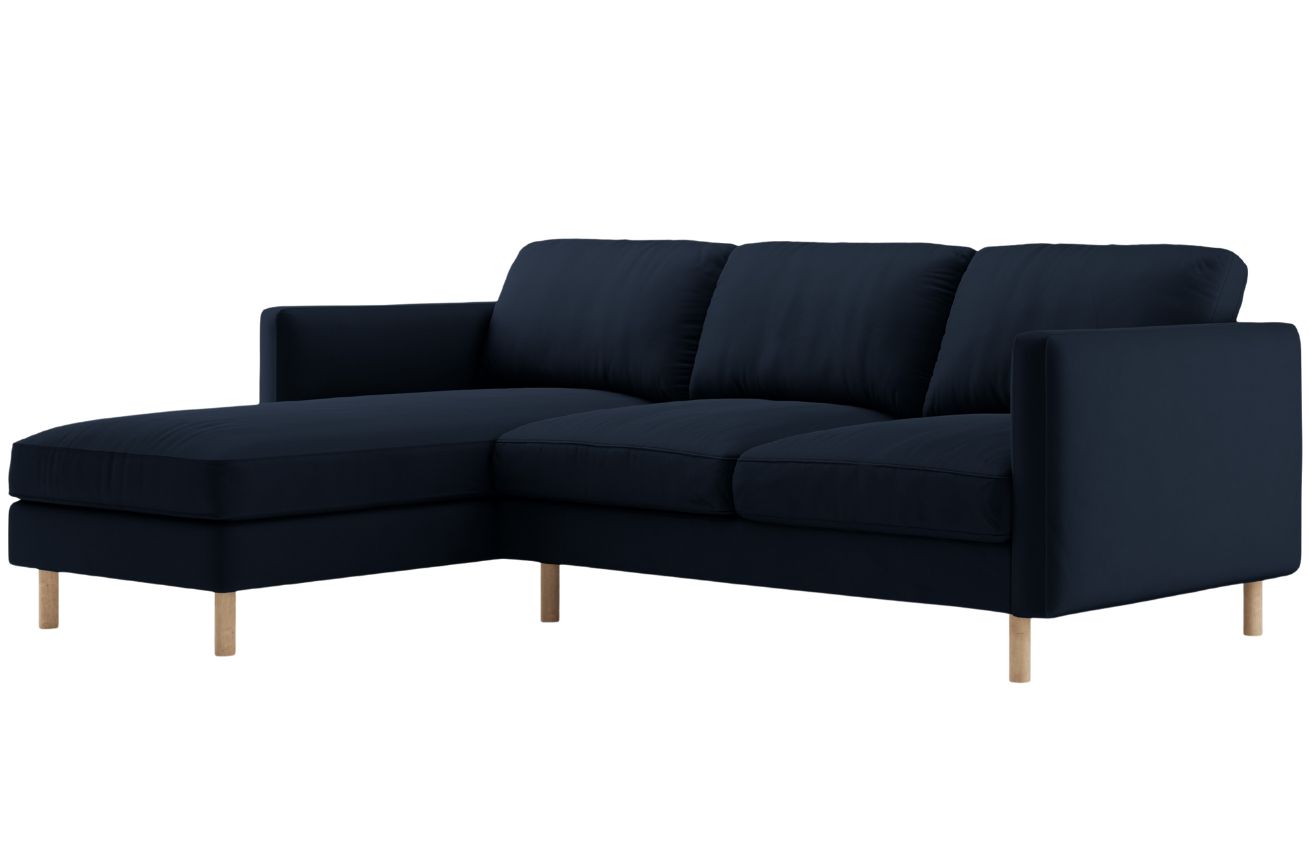 Micadoni Tmavě modrá sametová rohová pohovka Eden 250 cm