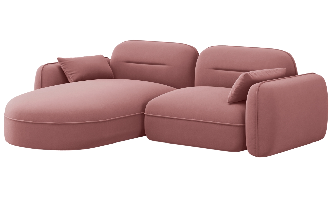 Cosmopolitan Design Růžová sametová rohová pohovka Sydney 230 cm