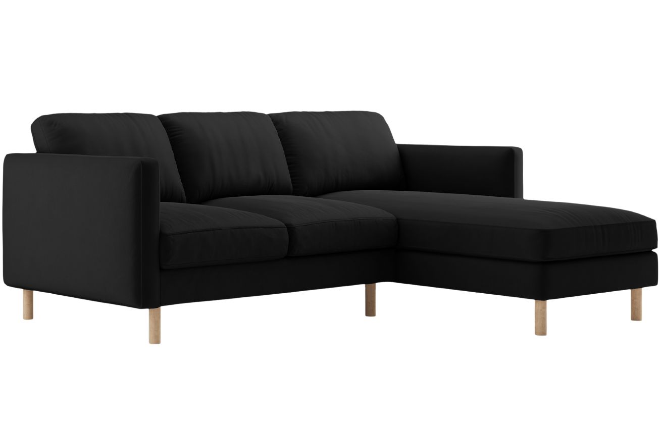 Micadoni Černá sametová rohová pohovka Eden 223 cm