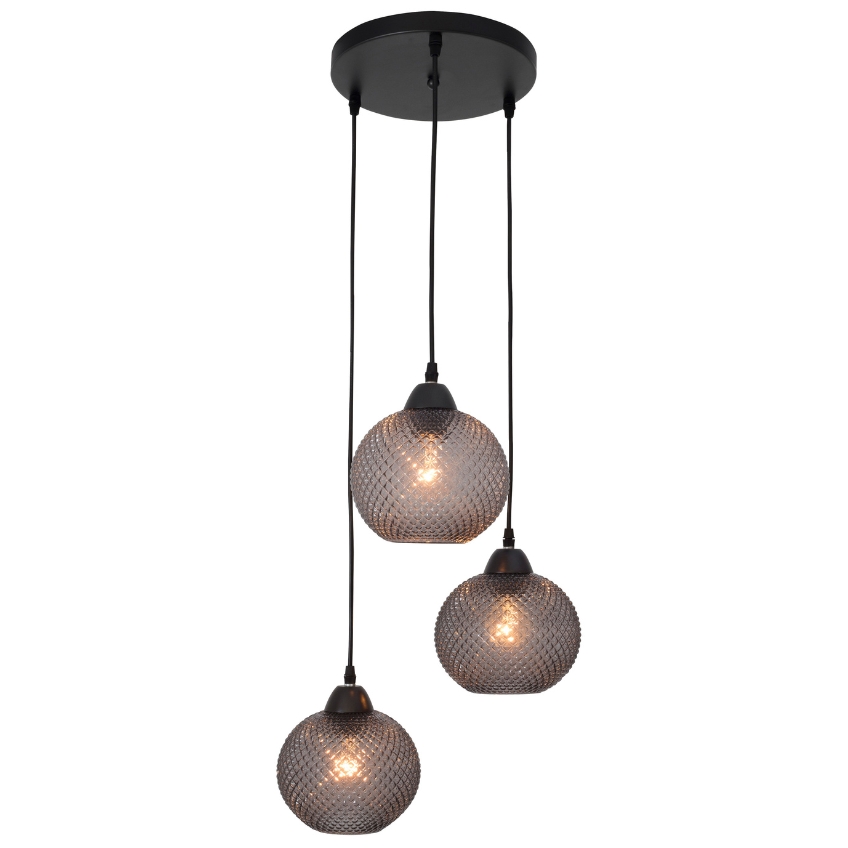 Nova Luce Šedé skleněné závěsné světlo Vienti 30 cm