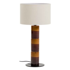 Kave Home Žluto-hnědá keramická stolní lampa Mavran