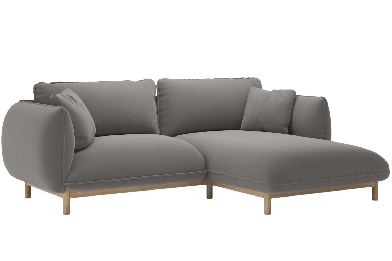 Micadoni Šedá sametová rohová pohovka Ada 214 cm