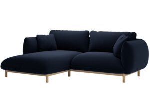 Micadoni Královsky modrá sametová rohová pohovka Ada 214 cm