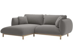 Micadoni Šedá sametová rohová pohovka Ada 214 cm