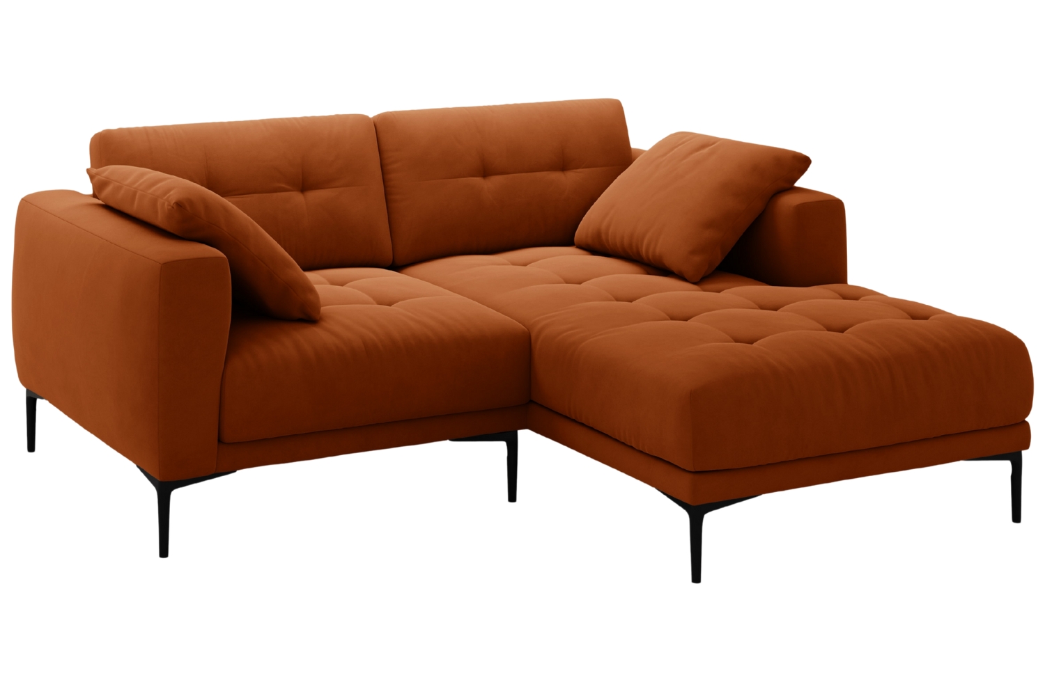 Micadoni Terakotově oranžová sametová rohová pohovka Bemy 205 cm