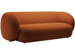 Micadoni Oranžová sametová trojmístná pohovka Kate 213 cm