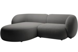 Micadoni Tmavě šedá sametová rohová pohovka Kate 255 cm