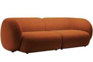 Micadoni Oranžová sametová čtyřmístná pohovka Kate 243 cm