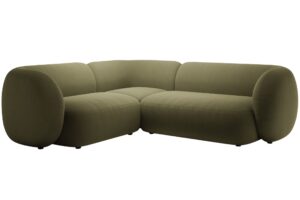 Micadoni Zelená sametová rohová pohovka Kate 252 cm