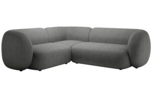 Micadoni Tmavě šedá bouclé rohová pohovka Kate 252 cm