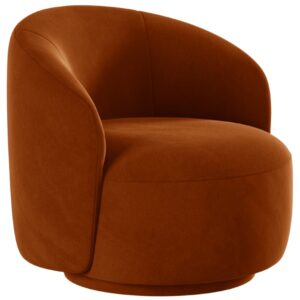 Micadoni Terakotově oranžové sametové otočné křeslo Letizia
