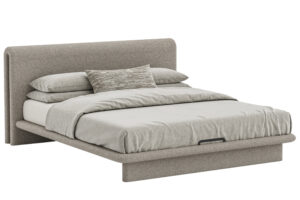 Woodsoft Béžová bouclé dvoulůžková postel Nola 180 x 200 cm