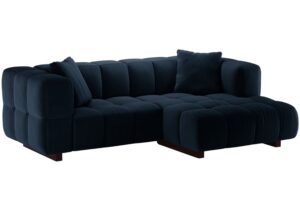 Micadoni Královsky modrá sametová rozkládací pohovka Puma 260 cm