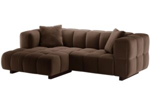 Micadoni Hnědá sametová rozkládací pohovka Puma 260 cm