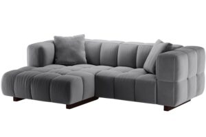 Micadoni Šedá sametová rozkládací pohovka Puma 260 cm