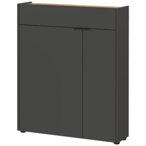 Germania Tmavě šedý botník Ameca 102 x 82 cm s dubovým dekorem
