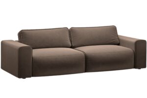 Micadoni Hnědá sametová rozkládací pohovka Victor 246 cm