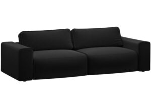 Micadoni Černá sametová rozkládací pohovka Victor 246 cm