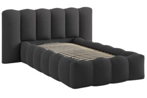 Micadoni Tmavě šedá jednolůžková postel Lupine 90 x 200 cm s úložným prostorem