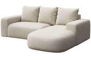 Rodier Béžová bouclé rohová pohovka Monce 255 cm