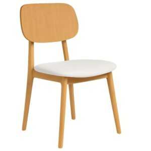 FormWood Dubová jídelní židle Rabbit s bílým koženkovým sedákem