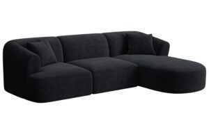 Cosmopolitan Design Černá manšestrová rohová pohovka Campi 256 cm