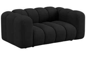 Micadoni Černá bouclé dvoumístná pohovka Lupine 170 cm