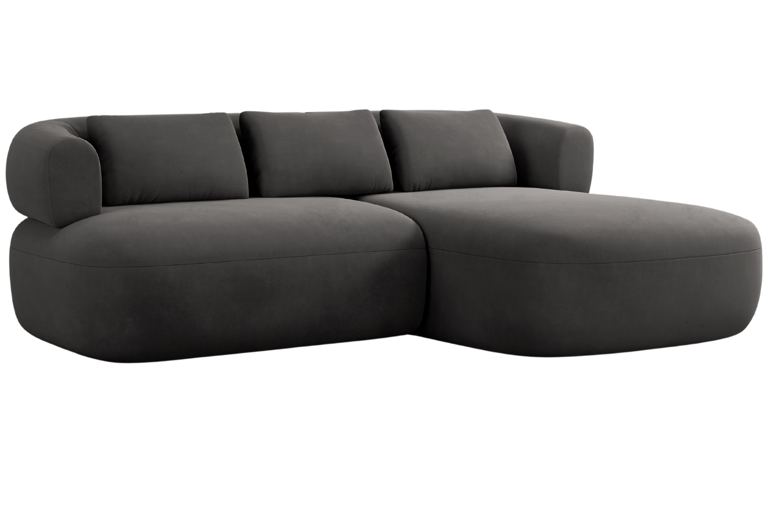 Windsor & Co Tmavě šedá sametová rohová pohovka Aldrin 200 cm