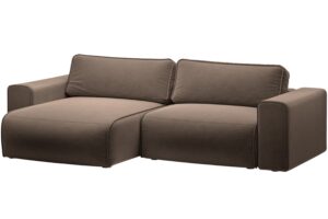 Micadoni Hnědá sametová rozkládací pohovka Victor 246 cm