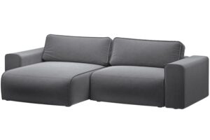 Micadoni Šedá sametová rozkládací pohovka Victor 246 cm