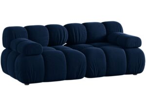 Micadoni Královsky modrá sametová dvoumístná pohovka Bellis 188 cm