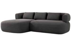 Windsor & Co Tmavě šedá sametová rohová pohovka Aldrin 225 cm