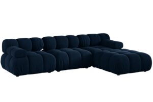 Micadoni Královsky modrá sametová rohová pohovka Bellis 282 cm