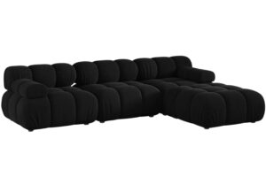 Micadoni Černá sametová rohová pohovka Bellis 282 cm