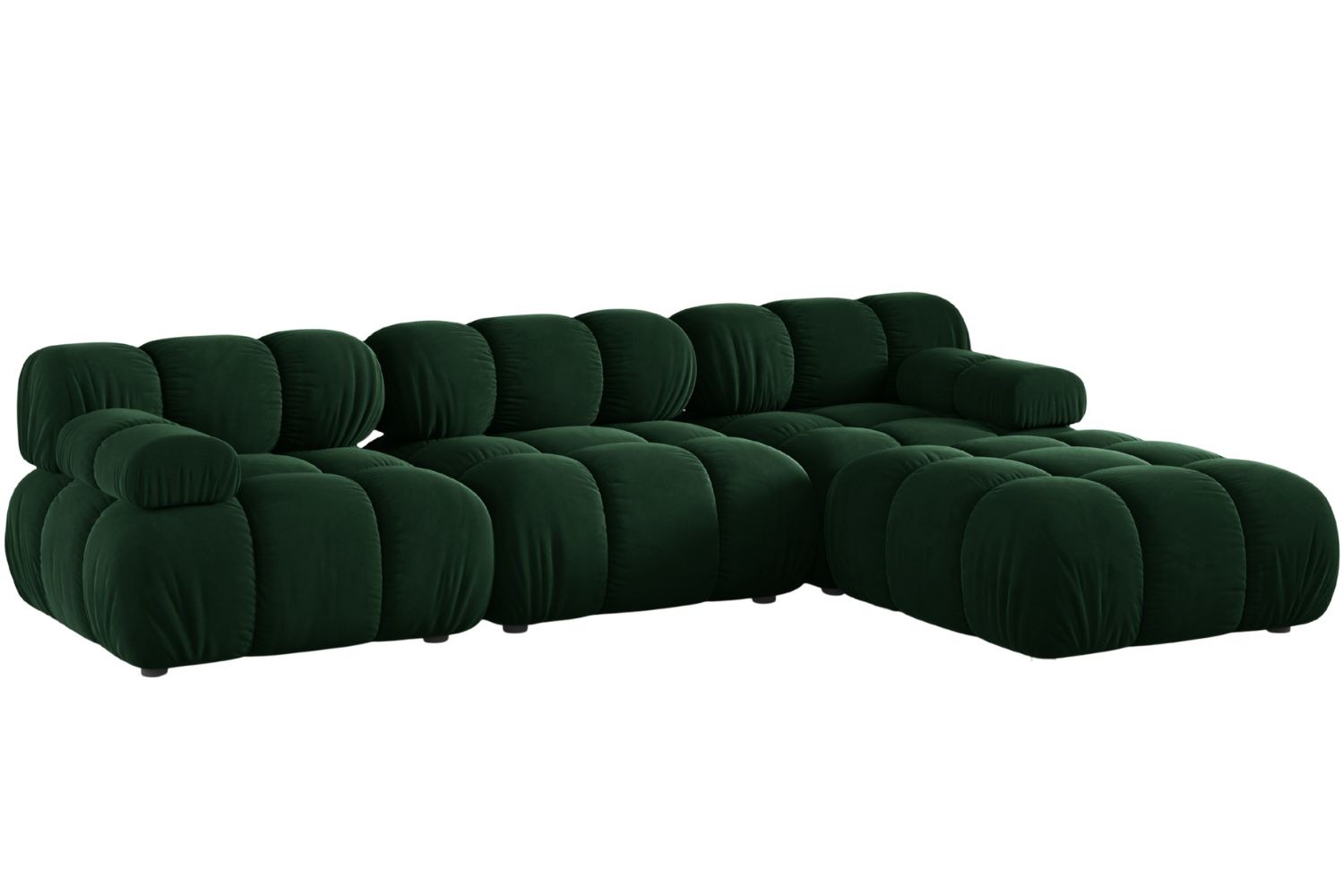 Micadoni Lahvově zelená sametová rohová pohovka Bellis 282 cm