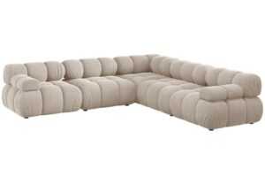 Micadoni Béžová sametová rohová pohovka Bellis 282 cm