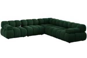 Micadoni Lahvově zelená sametová rohová pohovka Bellis 282 cm